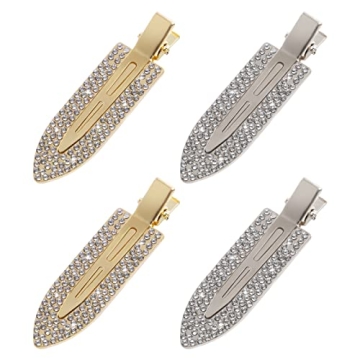 MADHOLLY 4pcs Rhinestone No Bend Hair Clips - Metal Shiny Styling Diamond Cut Pin Clip No Dent No Cr...