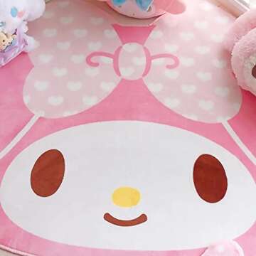 FIPPLEY Cute Cartoon Carpet Kawaii Rugs Children Girls Bedroom Mat My Melody Pink Room Decor (100cm x 160cm)