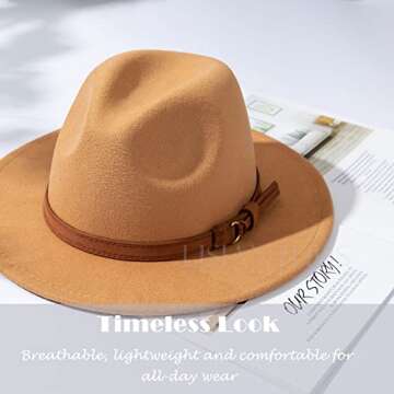 Lisianthus Vintage Wide Brim Fedora Hat for All