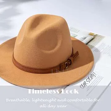 Lisianthus Vintage Wide Brim Fedora Hat for All