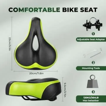TONBUX Comfortable Bicycle Seat - Dual Shock Absorbing & Memory Foam Design