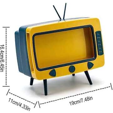Retro TV Tissue Box Multi Storage Container, Mobile Phone Stand Phone Holder for Bedroom, Home and O...