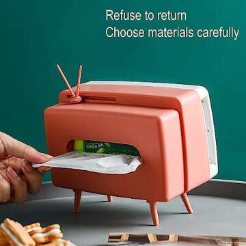 Retro TV Tissue Box Multi Storage Container, Mobile Phone Stand Phone Holder for Bedroom, Home and Office