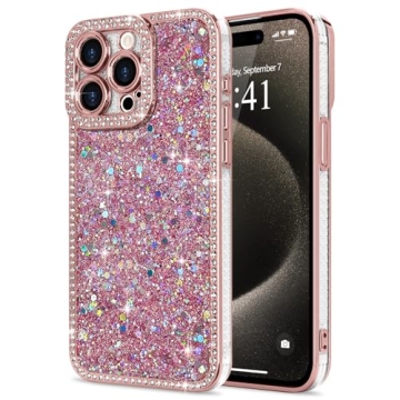 Lafunda iPhone 15 Pro Max Case Glitter, Luxury Shiny Bling Sparkly Bumper Cover with Crystal Diamond...