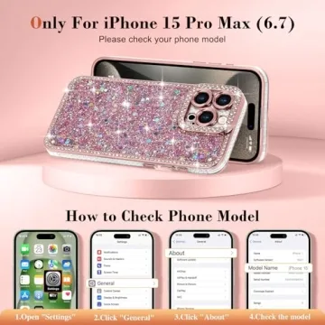 Lafunda iPhone 15 Pro Max Glitter Case with Diamond Accents