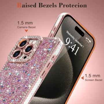 Lafunda iPhone 15 Pro Max Glitter Case with Diamond Accents
