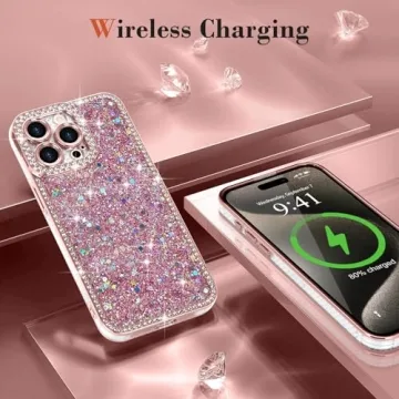 Lafunda iPhone 15 Pro Max Glitter Case with Diamond Accents