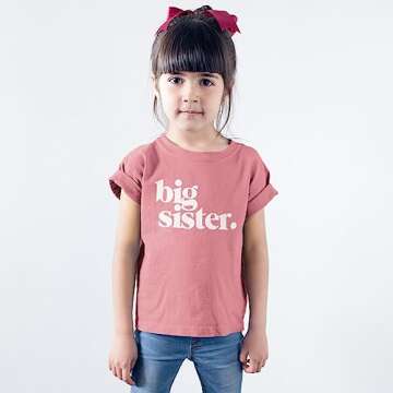 Bold Big Sister Announcement T-Shirt for Toddlers