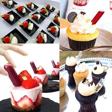 LanMa 150pcs Cupcakes Pipettes 4mL Plastic Pipettes Squeeze Transfer Pipettes for Strawberries Chocolate Ice Cream Mini Dropper