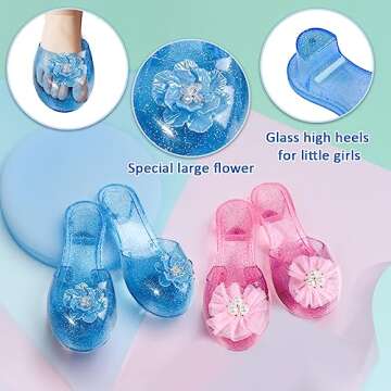 Meland Princess Dress Up Shoes - Kids Dress Up & Pretend Play with 4 Pairs Princess Shoes, Tiaras, W...