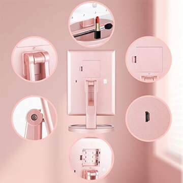 Sevillin Makeup Mirror with Lights,22 LED Vanity Mirror with 1X/2X3X Magnifica,Touch Screen Switch,Dual Power Supply,Portable Trifold Makeup Mirror Cosmetic Lighted Up Mirrortion White