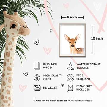 Designs by Maria Inc. Set of 6 UNFRAMED Animal Posters | Watercolor Animal Wall Decor | Woodland Nursery Decor | Baby Decor For Nursery Wall Art | Baby Room Wall Decor For Kids Boys And Girls (8"x10")