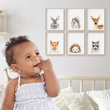 Designs by Maria Inc. Set of 6 UNFRAMED Animal Posters | Watercolor Animal Wall Decor | Woodland Nursery Decor | Baby Decor For Nursery Wall Art | Baby Room Wall Decor For Kids Boys And Girls (8"x10")