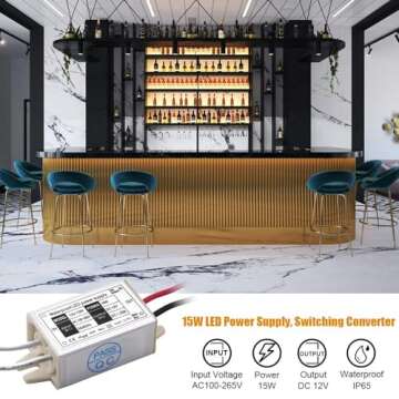 DC 12V LED Power Supply Driver Transformer - Lustaled 15W Waterproof IP67 120VAC to 12V DC Converter Constant Voltage LED Switching Power Supply for LED Strip Lights, G4 MR11 MR16 LED Display (2-Pack)
