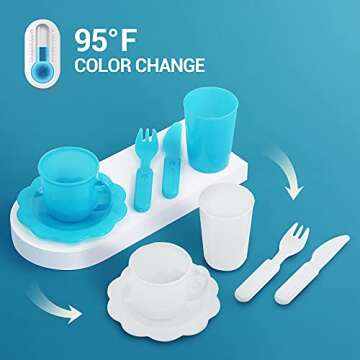 GrowthPic Play Kitchen Sink Toys, Pretend Play Sink with Running Water, Kids Kitchen Accessories with Utensils, Color Changing Toys in Water, Apron and Cutting Play Food for Girls Boys and Toddlers