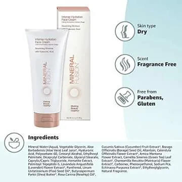 Mineral Fusion Facial Moisturizer - Intense Hydration Face Cream with Hyarulonic Acid, Shea Butter & Rosehip Oil, Moisturizing & Nourishing for Dry Skin, 3.4 oz