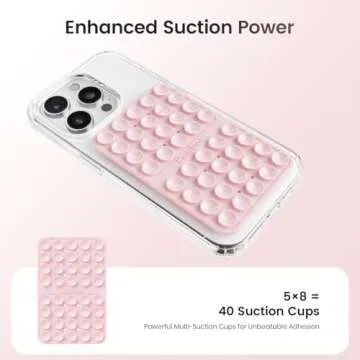 Klearlook Silicone Double-Sided Suction Cup Phone Case Detachable Mount, Sticky Phone Grip with Higher Suction Power for iPhone, Hands-Free Phone Accessories Holder for Selfies and Videos, Light Pink