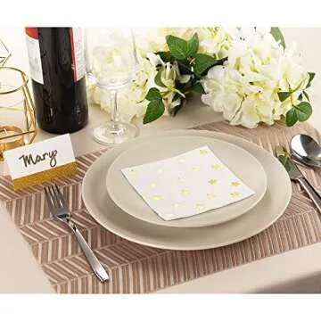 Juvale Cocktail - 50-Pack Gold Foil Star Disposable Paper Napkins, 3-Ply, Birthday, Bridal Shower Party Decoration Supplies, Folded 5 x 5 Inches