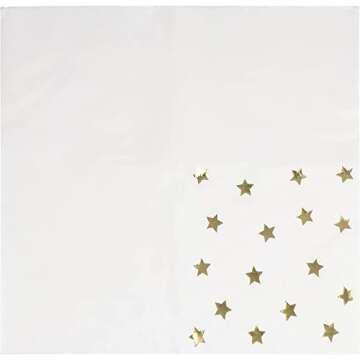 Juvale Cocktail - 50-Pack Gold Foil Star Disposable Paper Napkins, 3-Ply, Birthday, Bridal Shower Party Decoration Supplies, Folded 5 x 5 Inches