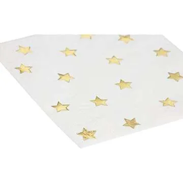 Juvale Cocktail - 50-Pack Gold Foil Star Disposable Paper Napkins, 3-Ply, Birthday, Bridal Shower Party Decoration Supplies, Folded 5 x 5 Inches