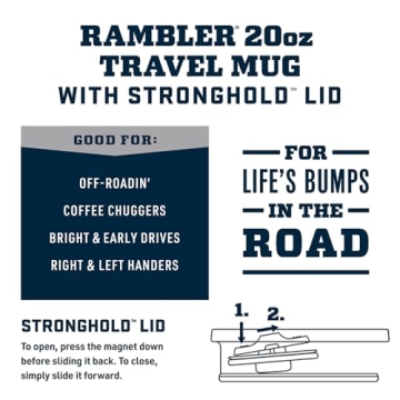 YETI Rambler 20 oz Travel Mug - Stainless Steel, Vacuum Insulated with Stronghold Lid, Black Forest ...