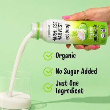 Harmless Harvest Organic Coconut Smoothie Blend of Coconut Water and Coconut Meat, Hydration & MCTs, No Sugar Added, Vegan, Fair for Life Certified, Original Smoothie 10 Fl Oz (Pack of 12)