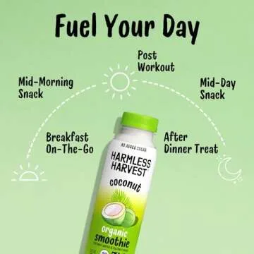Harmless Harvest Organic Coconut Smoothie Blend of Coconut Water and Coconut Meat, Hydration & MCTs, No Sugar Added, Vegan, Fair for Life Certified, Original Smoothie 10 Fl Oz (Pack of 12)