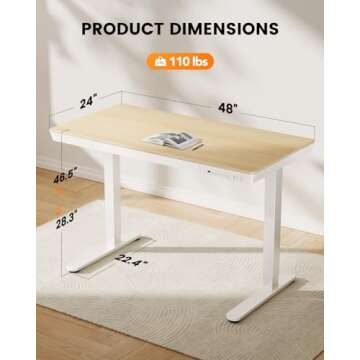 ErGear 48" Electric Standing Desk with USB Charging