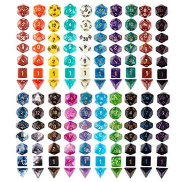 HGFLMR DND Dice Set, 20 x 7 (140 Pieces) Polyhedron Dice 20 Colors Dice for Dungeons and Dragons DND...