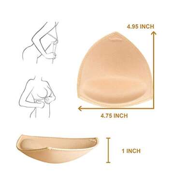 TopBine Removable Bra Pads Inserts Women's Comfy Sports Cups Bra Insert for BIkini Top Swimsuit (A/B...
