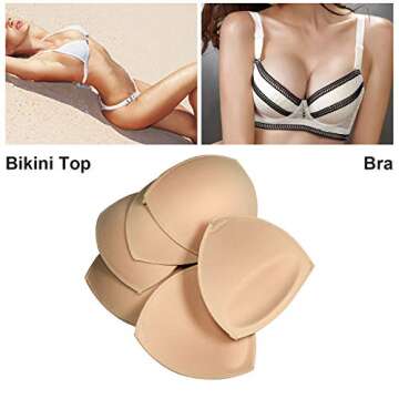 TopBine Removable Bra Pads Inserts Women's Comfy Sports Cups Bra Insert for BIkini Top Swimsuit (A/B 3 color) (A/B beige, C/D)