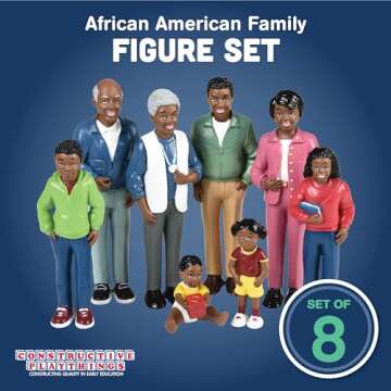 Creative Minds Marvel Education African American Family Toy Figure Set for Kids Ages 3+, Set of 8 In...