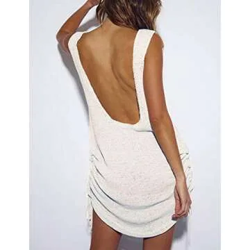 Eddoyee Sexy Crochet Beach Cover Up for Women Long Sleeve Bikini Swimsuit Cover Up Mesh Beachwear Tunic Top