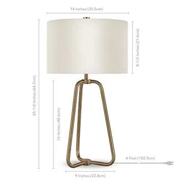 Marduk 25.5" Table Lamp in Brass Finish with Fabric Shade