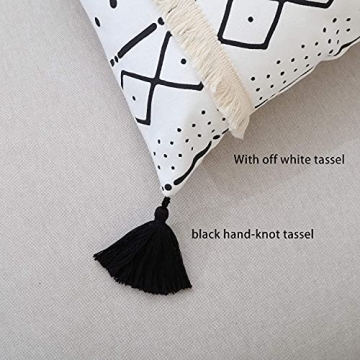 GALMAXS7 Boho Throw Pillow Covers 18 x 18 Set of 4 - Modern Stripe Geometric Farmhouse Decorative Pillow Cover Sets for Pillows - Couch Sofa Bed,Faux Leather Black and White Pillow Covers