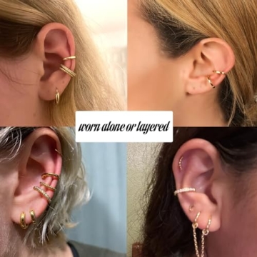 Trendy Gold Ear Cuffs | Non-Piercing, Adjustable Design for Women