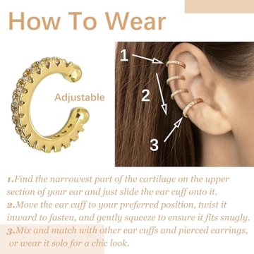 Trendy Gold Ear Cuffs | Non-Piercing, Adjustable Design for Women