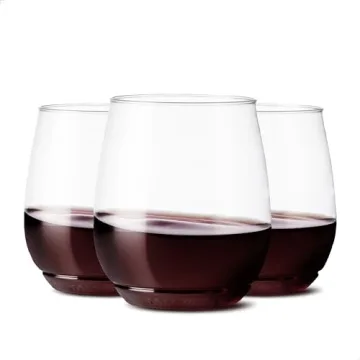 TOSSWARE POP 14oz Vino SET OF 12, Recyclable, Unbreakable & Crystal Clear Plastic Wine Glasses, 12 C...