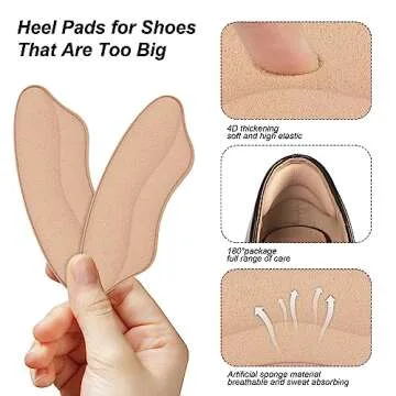 Foamed Cotton Heel Pads - Comfort for Shoes Too Big