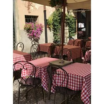 American Summertime Gingham Tablecloth 100% Cotton | Premium Quality | Red/White Checkered Square Tablecloth 52" x 52" | Stitched 1" Hem | Extra Heavyweight | Machine Washable for Mom
