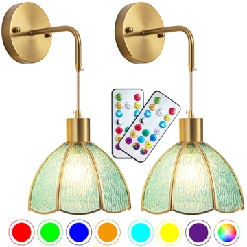 Battery Operated Wall Sconces Set Of Two - Rechargeable Indoor Lighting with Remote Control