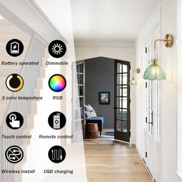 Stylish Battery Operated Wall Sconces Set Of Two