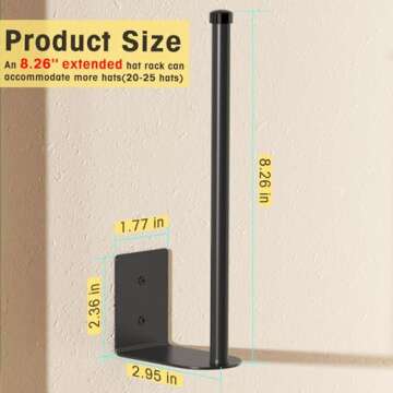 2 Pack Black Hat Racks for Stylish Baseball Cap Storage