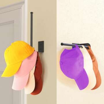 2 Pack Black Hat Racks for Stylish Baseball Cap Storage