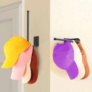 2 Pack Black Hat Racks for Stylish Baseball Cap Storage