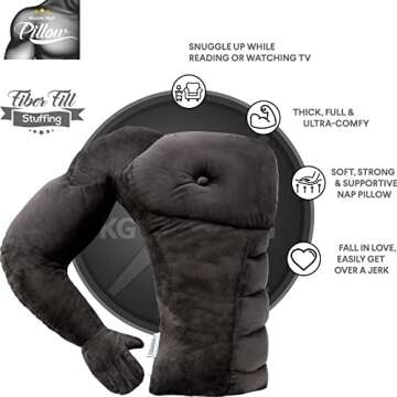 Muscle Man Pillow – Cute and Fun Hunky Husband Cuddle Companion – Boyfriend "Ripped" Body Pillow With Benifits – Unique Gag Gift Idea – Body Pillow, Black Man