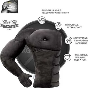 Muscle Man Pillow – Cute and Fun Hunky Husband Cuddle Companion – Boyfriend "Ripped" Body Pillow With Benifits – Unique Gag Gift Idea – Body Pillow, Black Man