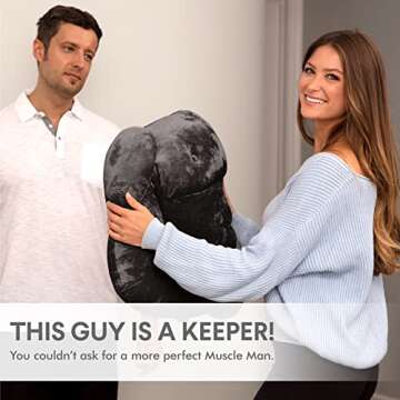 Muscle Man Pillow – Cute and Fun Hunky Husband Cuddle Companion – Boyfriend "Ripped" Body Pillow With Benifits – Unique Gag Gift Idea – Body Pillow, Black Man