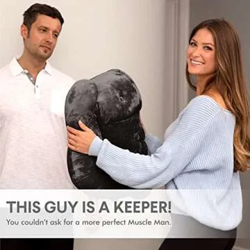 Muscle Man Pillow – Cute and Fun Hunky Husband Cuddle Companion – Boyfriend "Ripped" Body Pillow With Benifits – Unique Gag Gift Idea – Body Pillow, Black Man