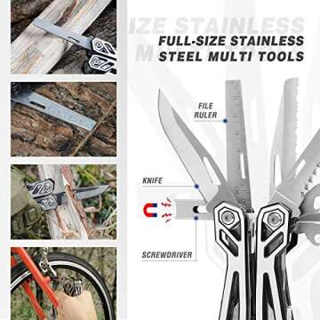 MOSSY OAK Multitool, 21-in-1 Stainless Steel Pocket Knife with Screwdriver Sleeve, Self-locking Pliers with Sheath-Perfect for Outdoor, Survival, Camping, Hiking, Simple Repair